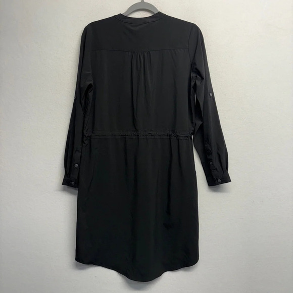 Orvis Pack & Go Travel Dress Black Roll Tab Sleeve Mini Tie Waist Wrinkle Resist - Picture 7 of 12